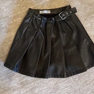 Zara Black Faux Leather Circle Skirt with Buckle Belt